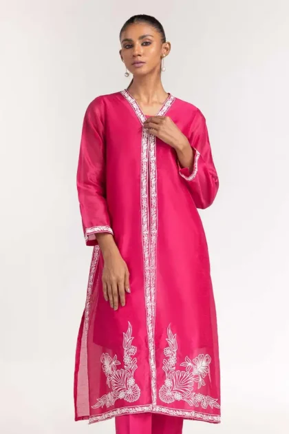 2 Piece Rawsilk Embosed Printed